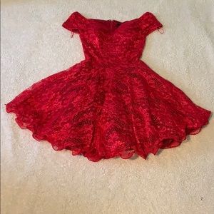 Red off the shoulder dress